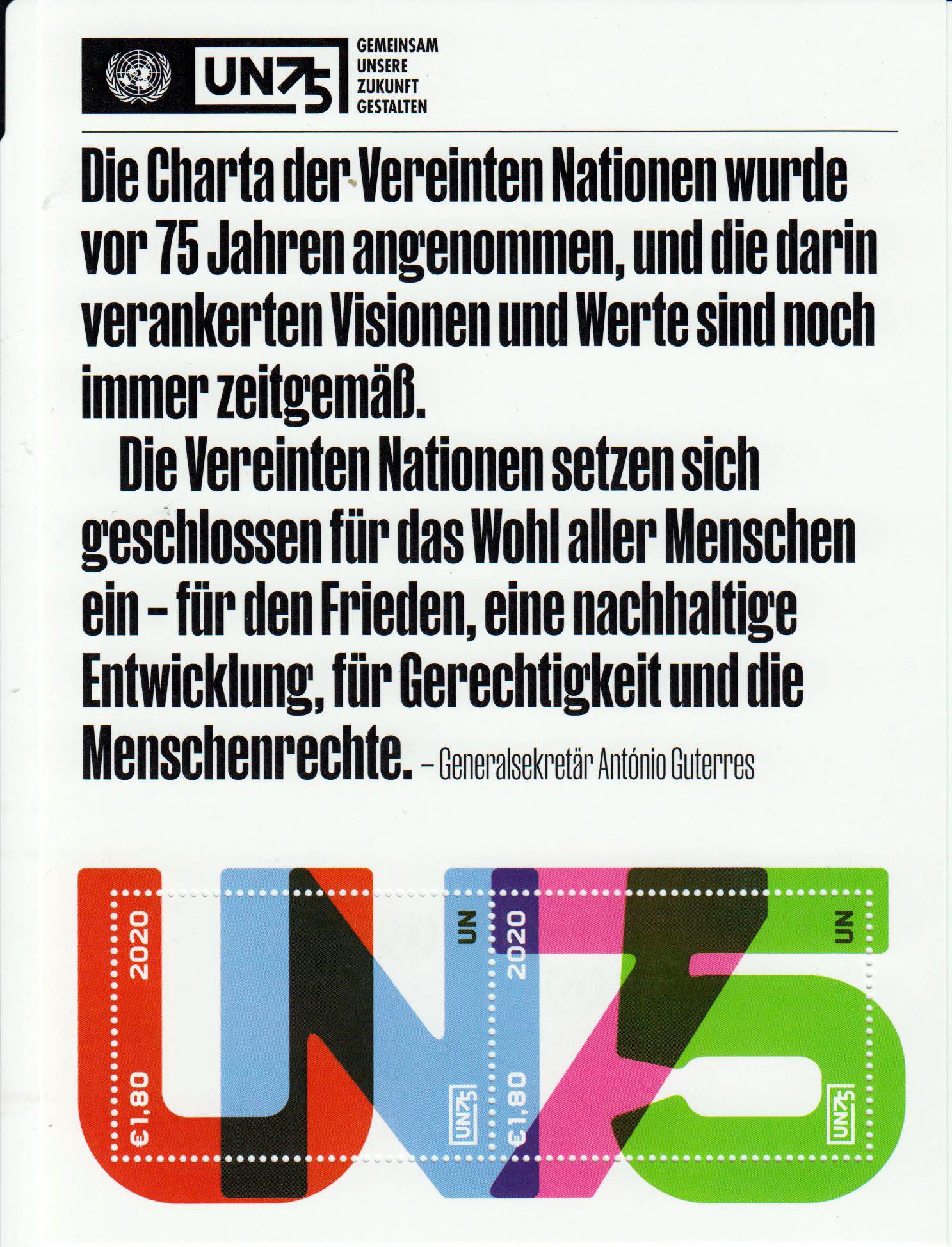 Block: 75 Jahre Vereinte Nationen, UNO Genf, New York GA