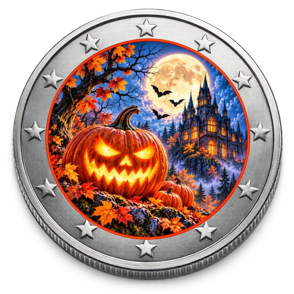 2 Euro Münze coloriert "Helloween 2026 - Kürbis"
