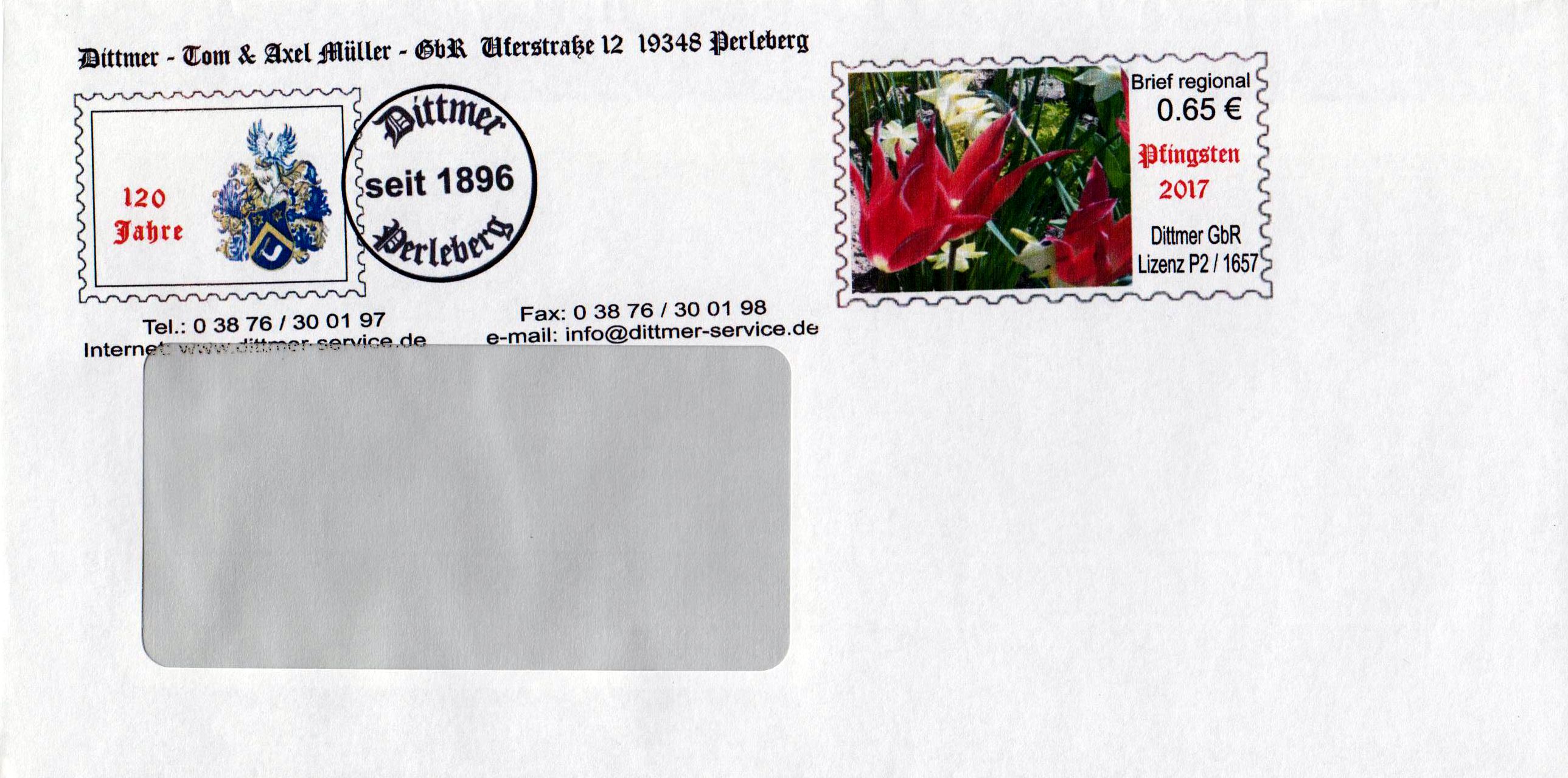 Pfingsten 2017, 0.65 €, DIN lang mit Fenster