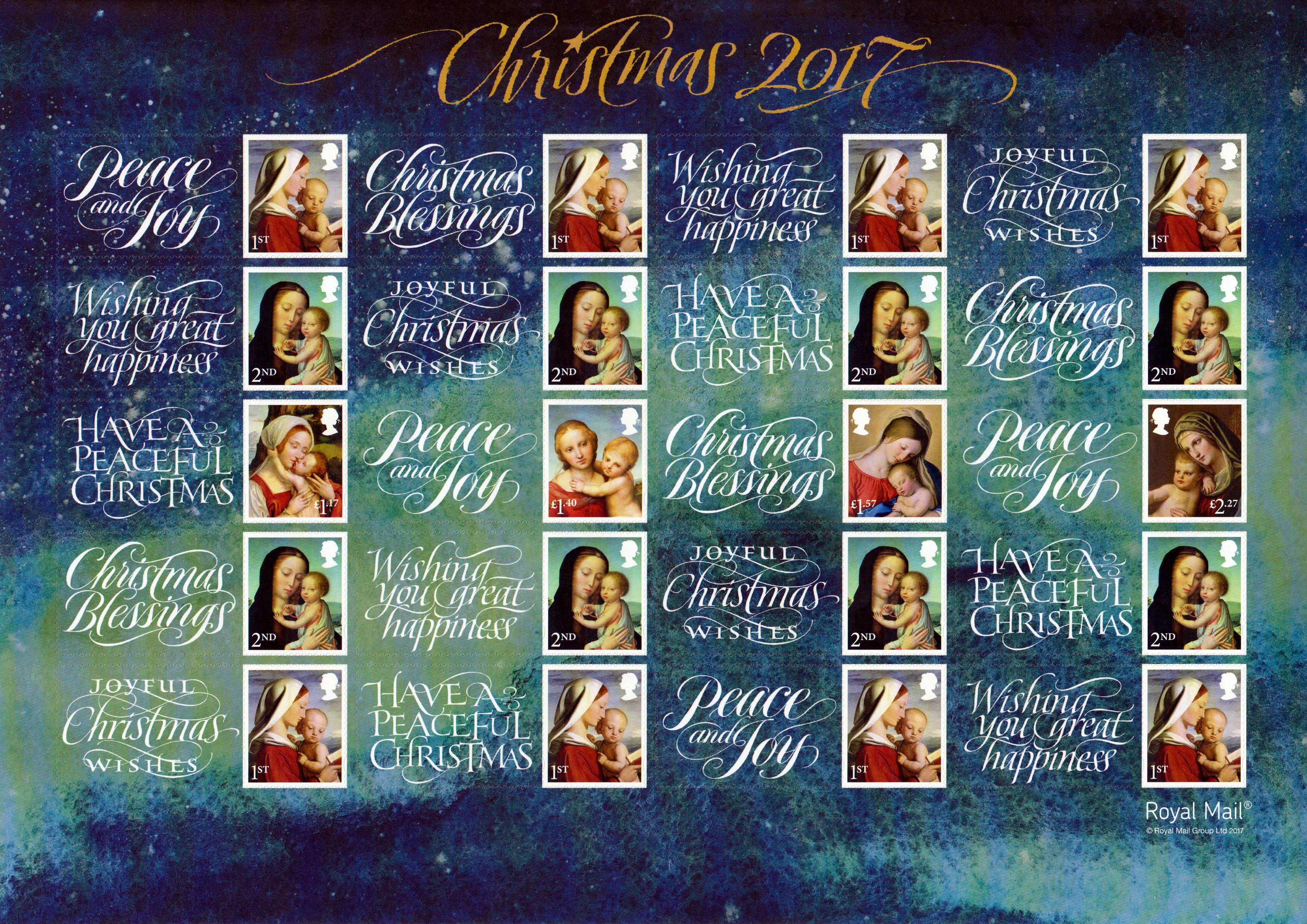 Folienblatt Weihnachten 2017, MiNR. 4122II CS, 4123II CS, 4126II CS, 4129II CS