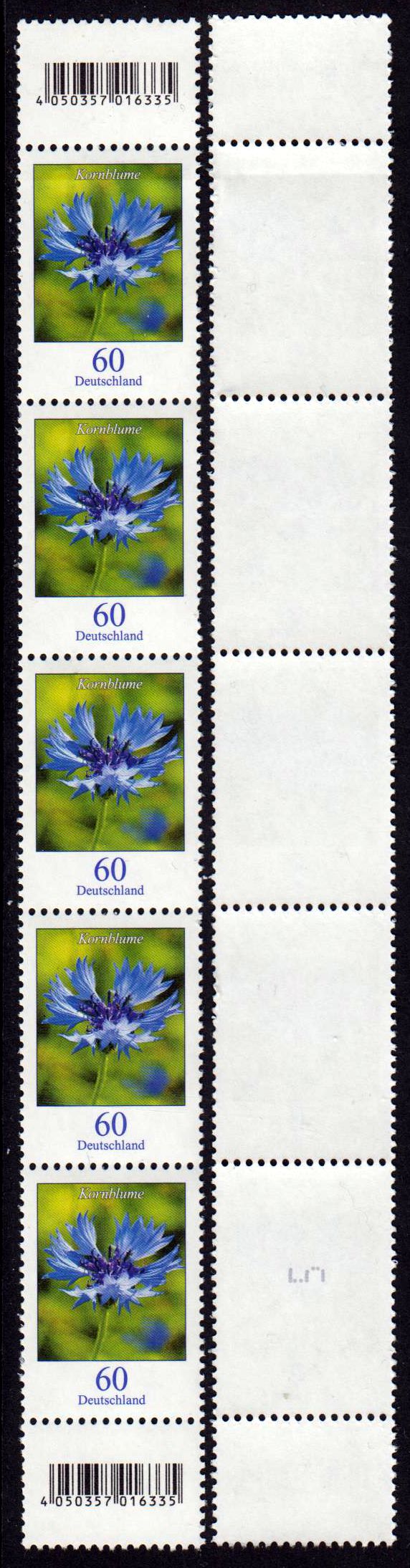 Dauer Kornblume 2019 große Nr 5er Streifen Rollenende EAN Code 016335