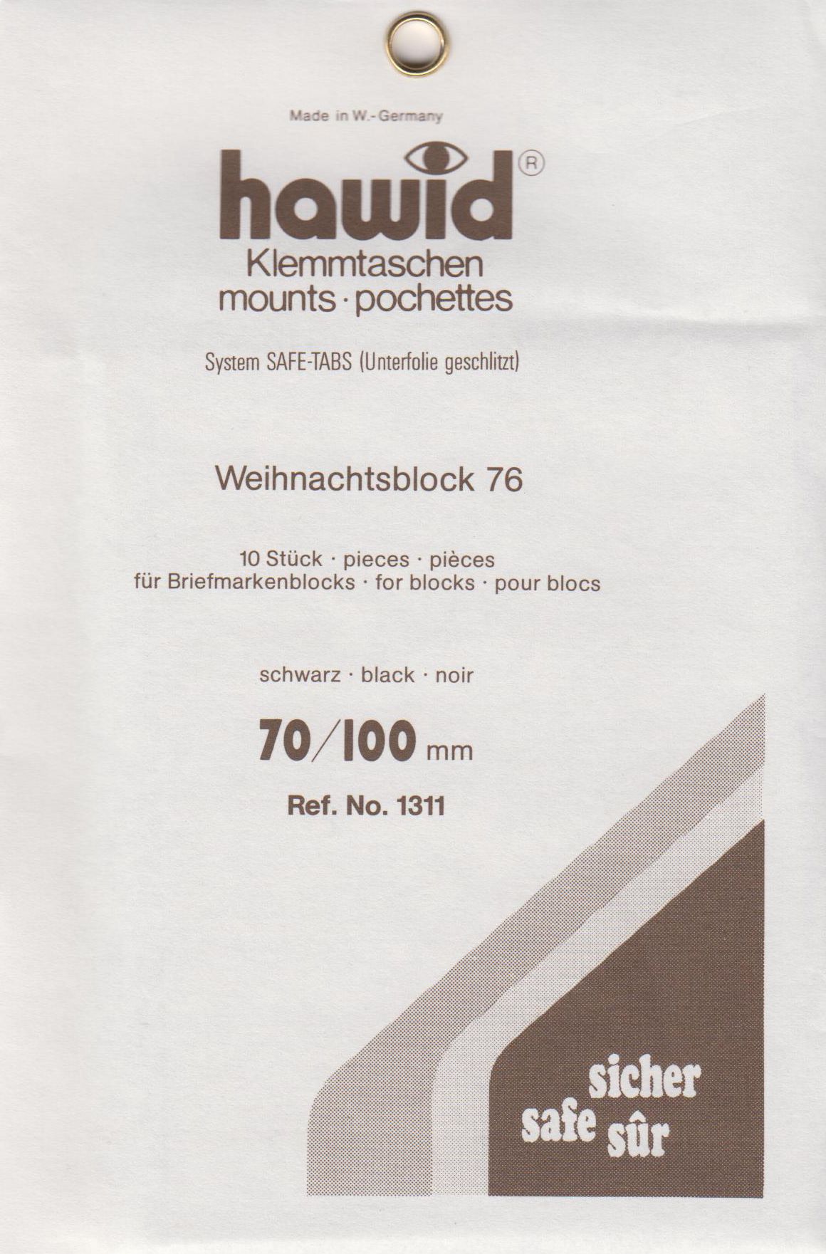 Hawid Klemmtasche 1311, 10 Stück schwarz, 70x100 mm, System SAFE-TABS