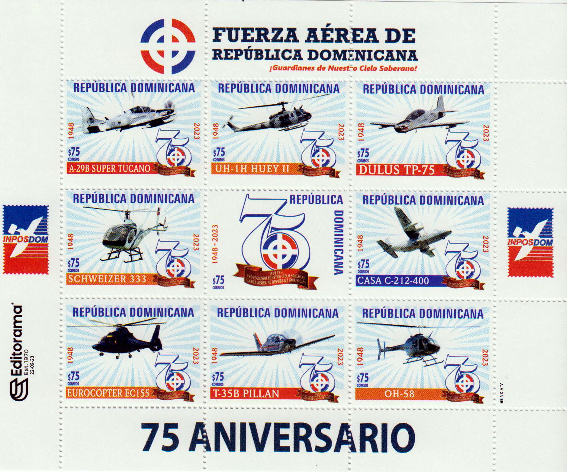 Zdr. 75 Jahre Luftwaffe Domikanische Republik 2023, Flugzeuge, Hubschrauber
