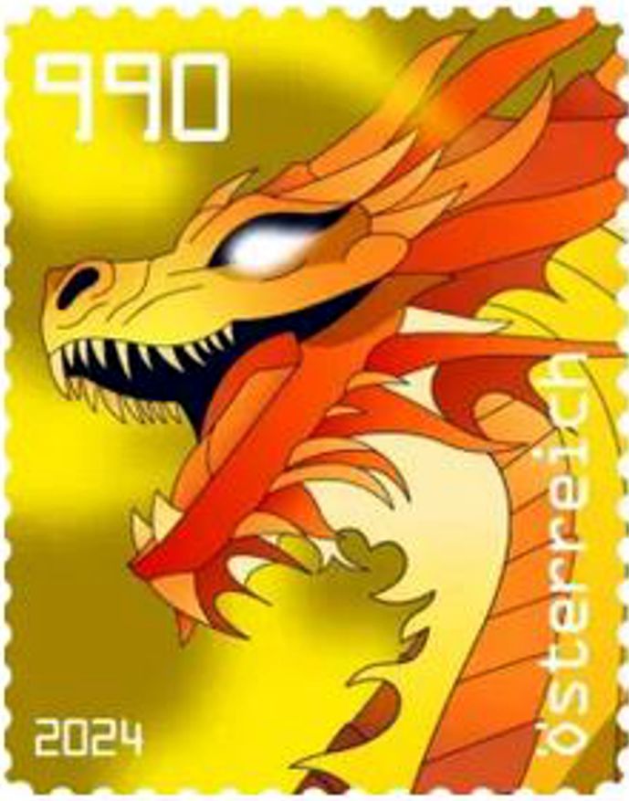 Block: Crypto Drache 2024, Farbe Gelb, Hologramm
