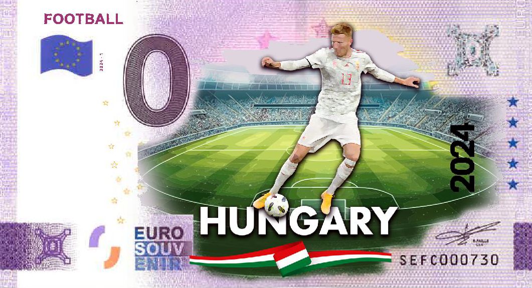 Football 2024-1, colorierter Schein zur Fußball-EM 2024 "Hungary"