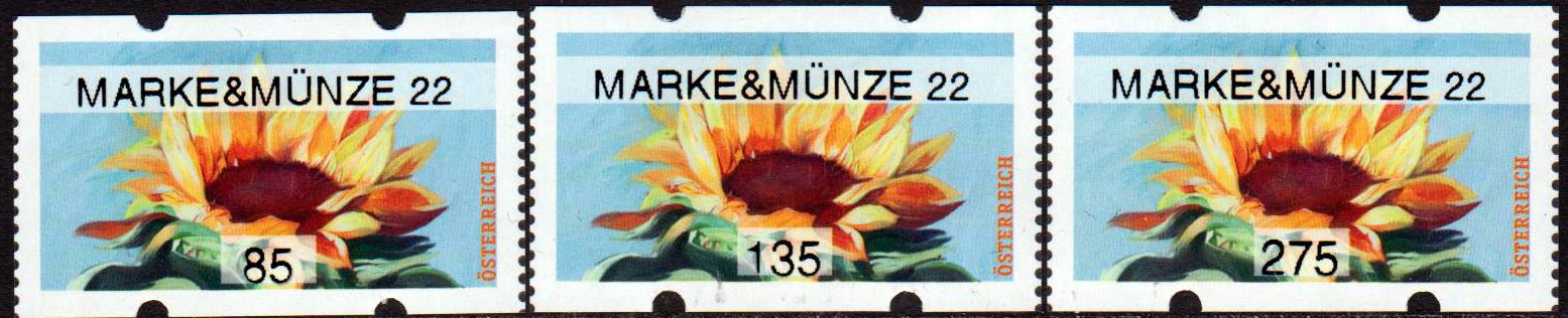 Sommer 2022, Sonnenblume mit Aufdruck "Marke&Münze 22"
