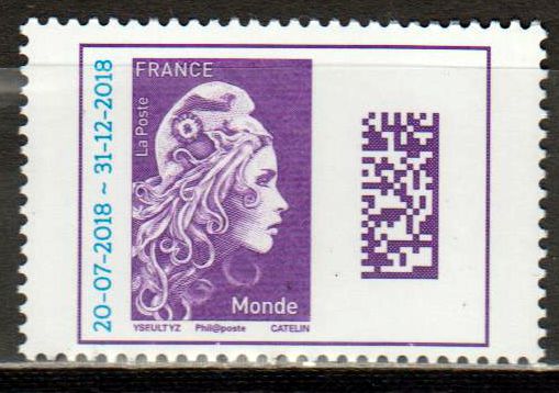Dauer: Marianne 2018, violett, ÜD Datum QR Code