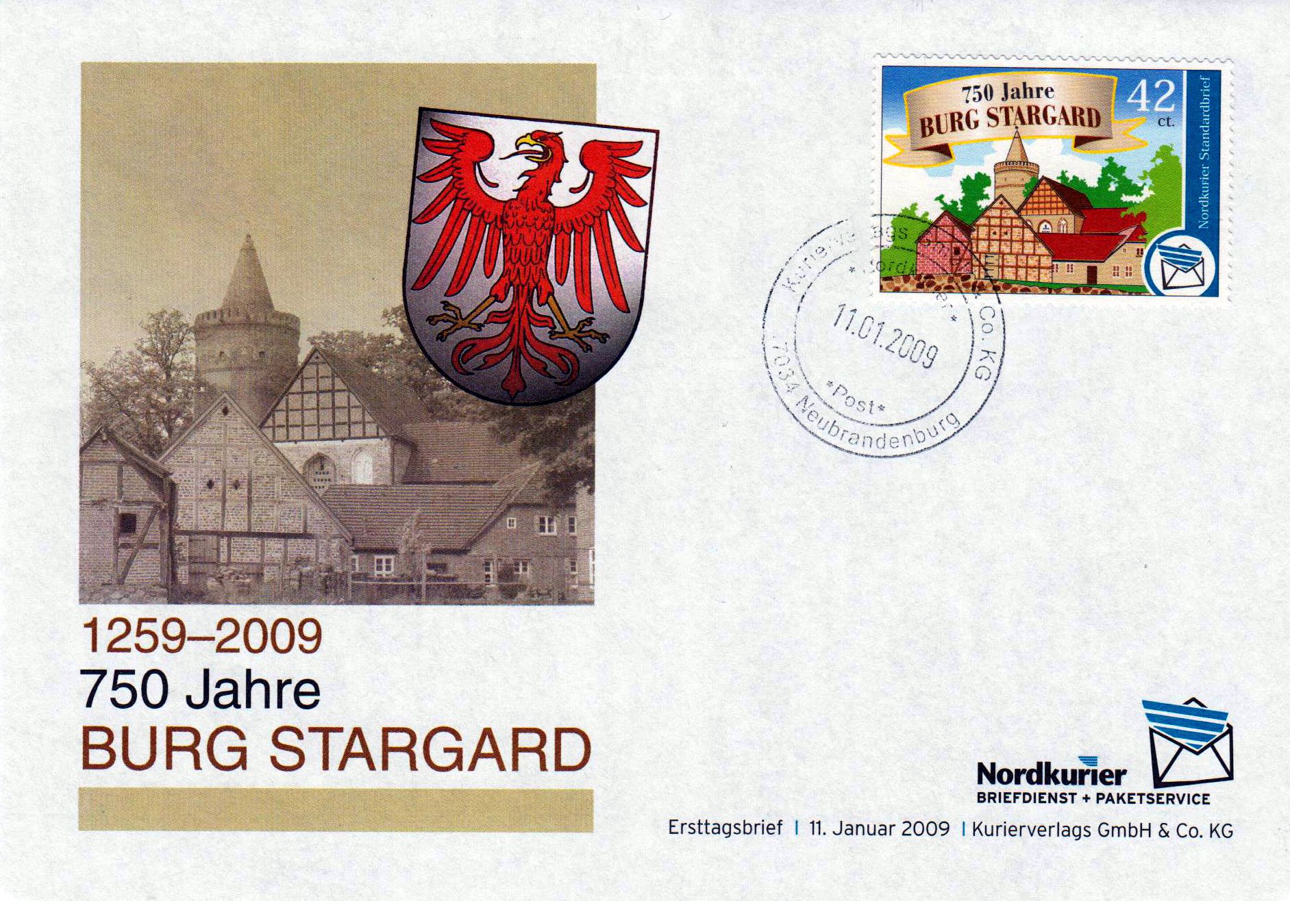 750 Jahre Burg Stargard 2009 sk offizieller FDC