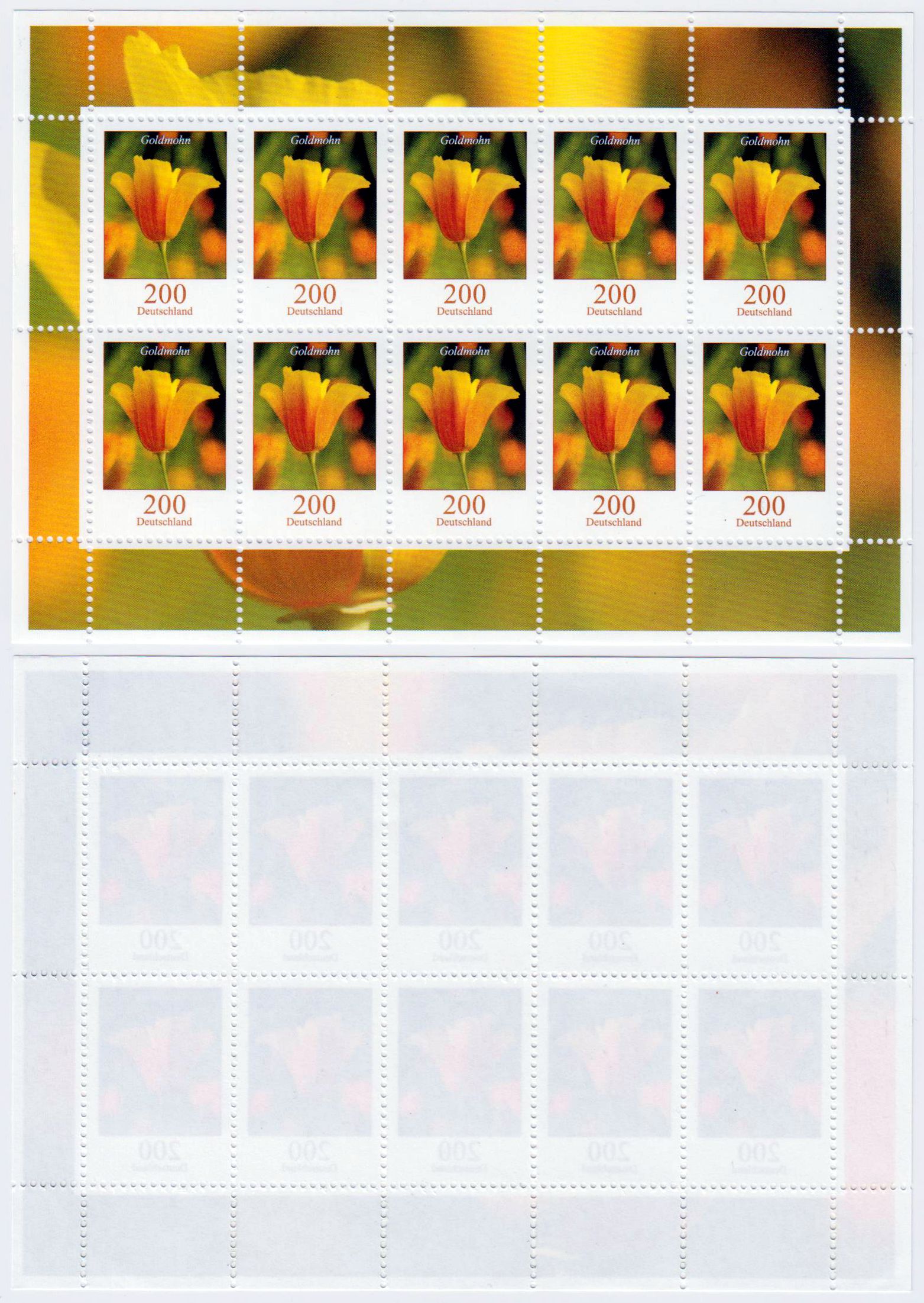 Dauerserie "Goldmohn", 200 Cent, Streifengummi 2006