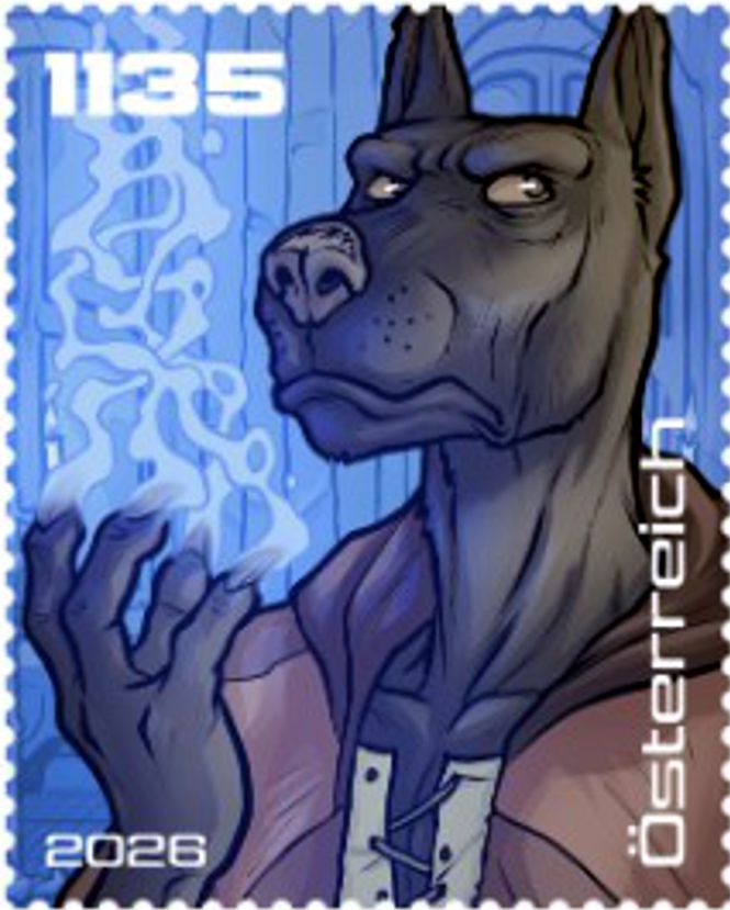 Block: Crypto Stamp Island, Lucian 2026, Farbe BLAU