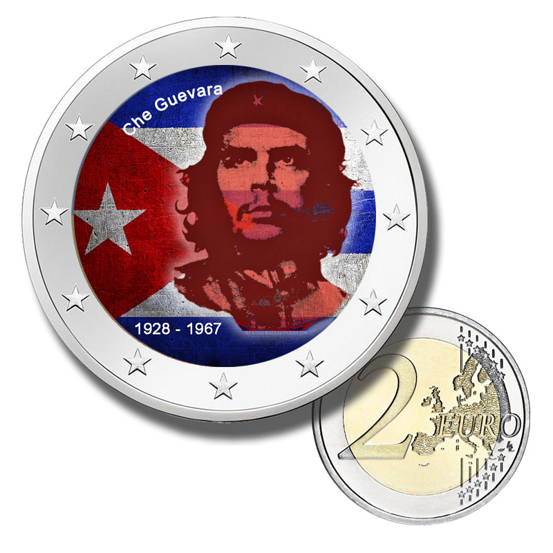 2 Euro Münze coloriert "Che Guevara"