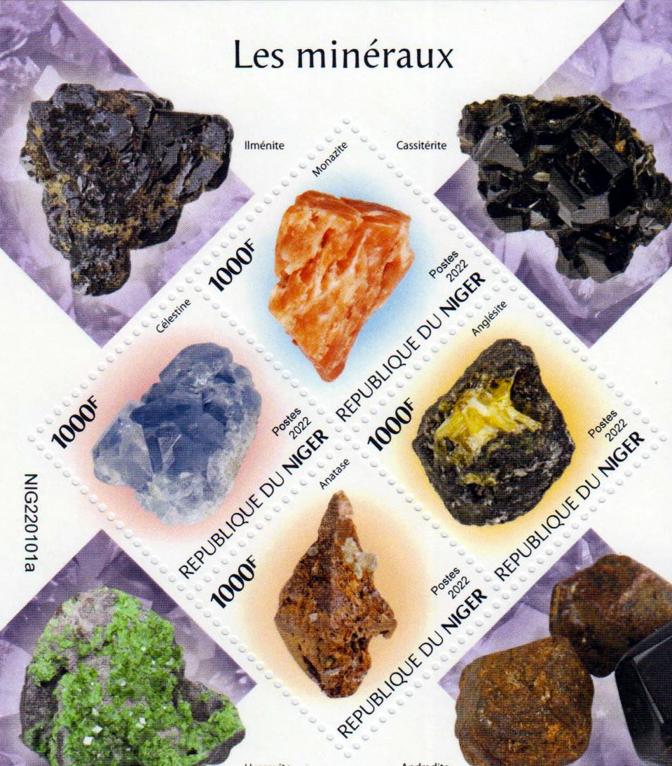Mineralien 2022, Monazite, Celestine, Anglesite