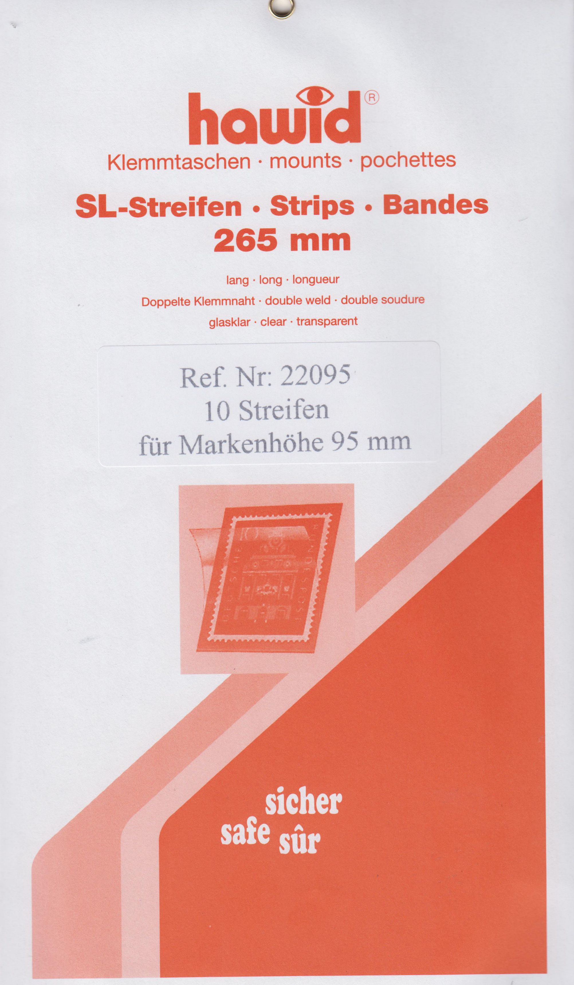 Hawid SL-Streifen Nr. 22095, 10 Streifen für Markenhöhe 95mm, glasklar