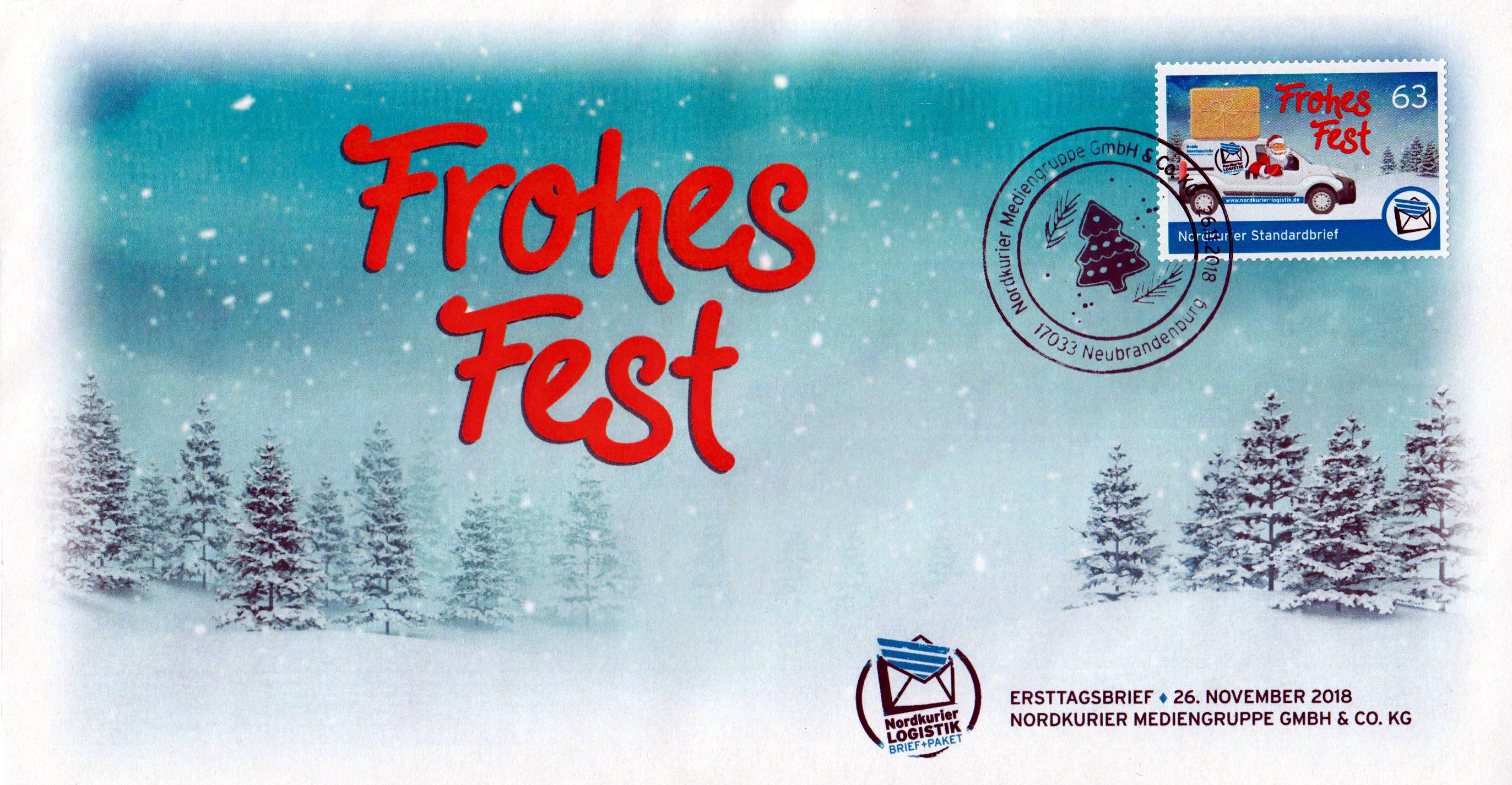 Offizieller Ersttagsbrief "Frohes Fest, Weihnachten 2018"