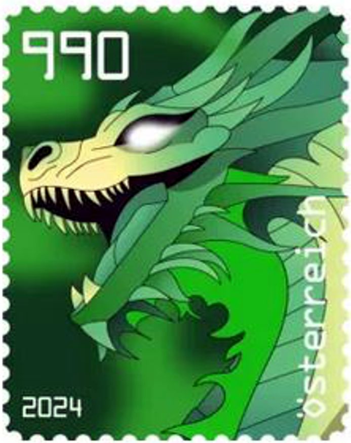 Block: Crypto Drache 2024, Farbe grün, Hologramm