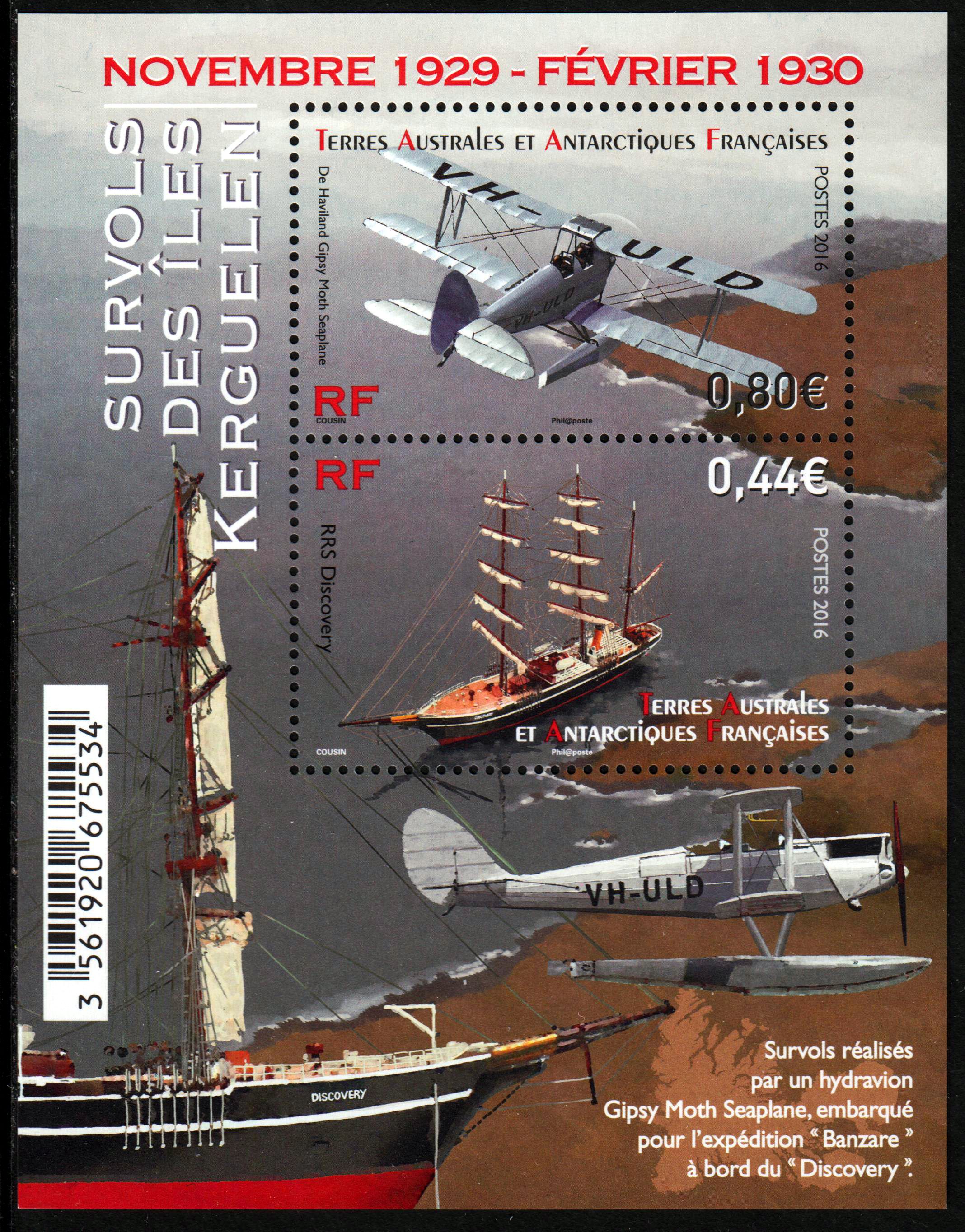 Block: Flug über Kerguelen, Boot, Flugzeug (P02)