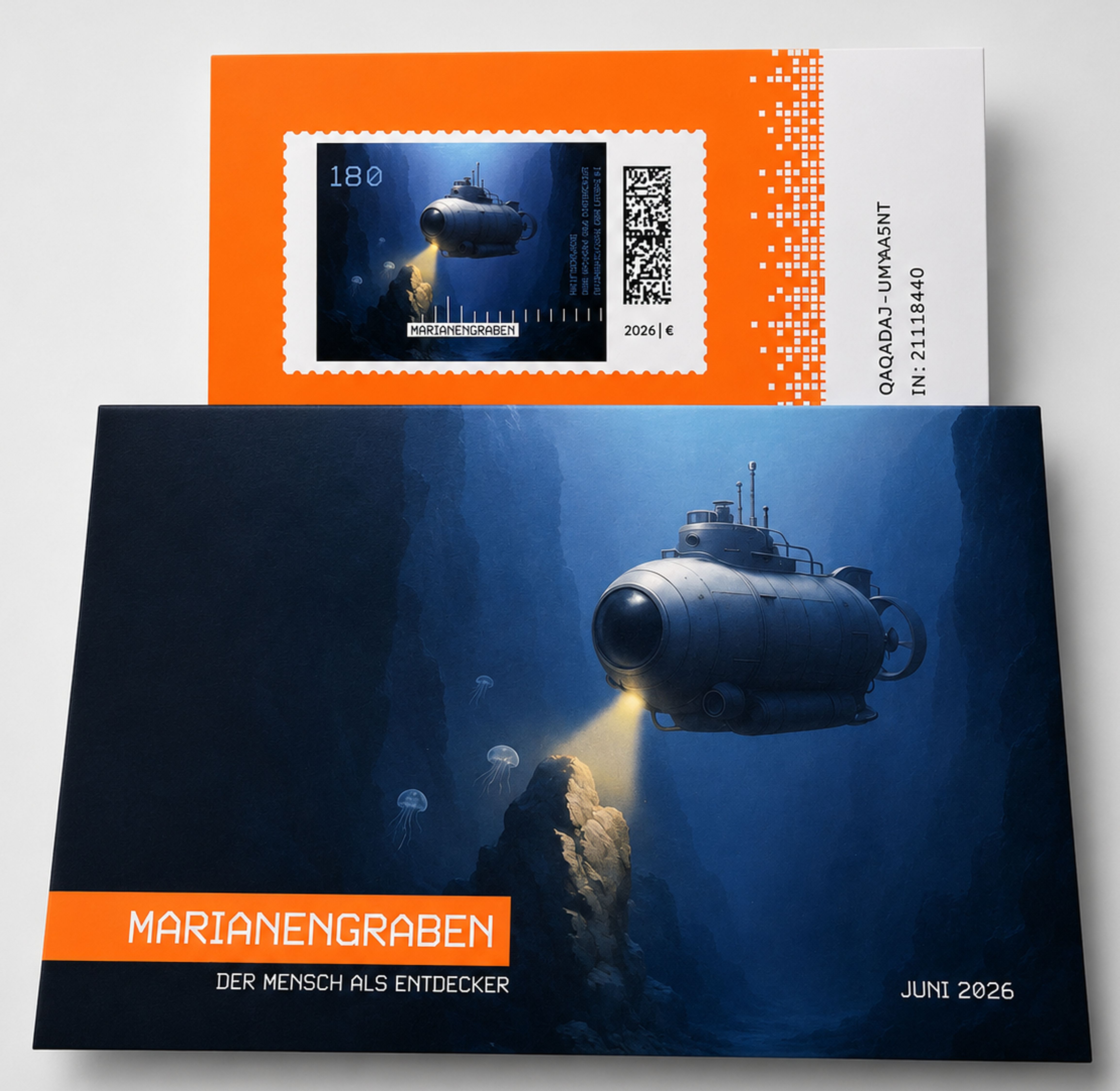 MH: Crypto-Briefmarke Marianengraben 2026, Farbe Orange, sk