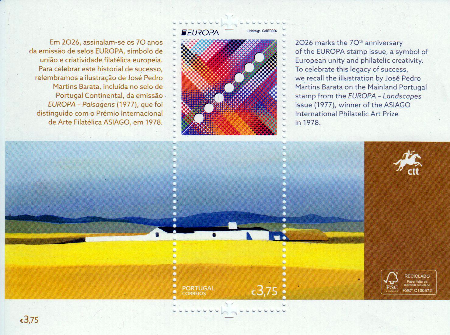 Block: Europa 2026, 70 Jahre Europa Briefmarken