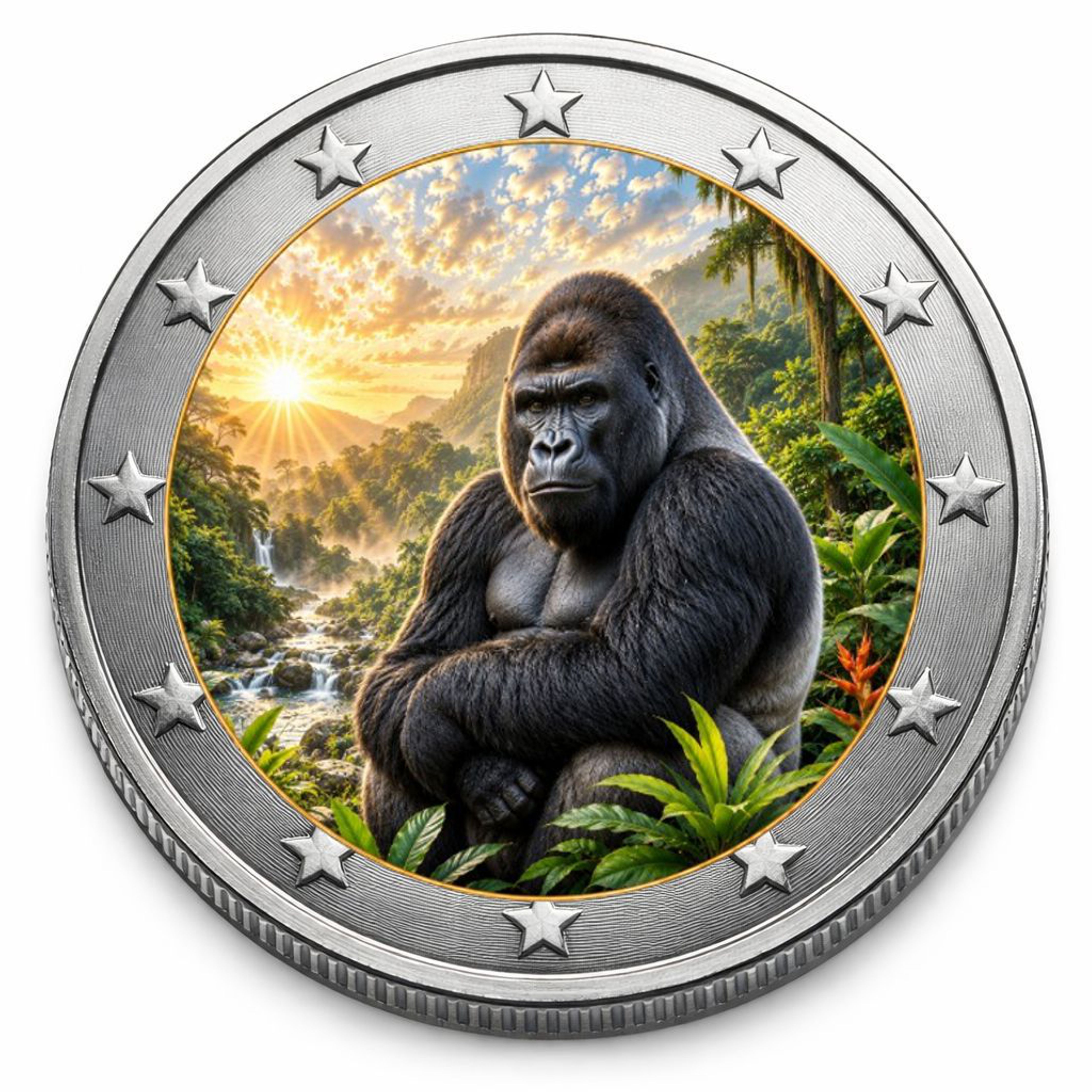 2 Euro Münze coloriert "Gorilla" 2026