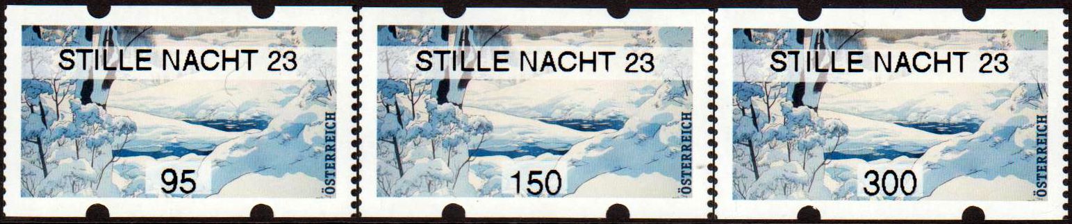 Weihnachten 2023, Winterlandschaft mit Aufdruck "Stille Nacht 23"