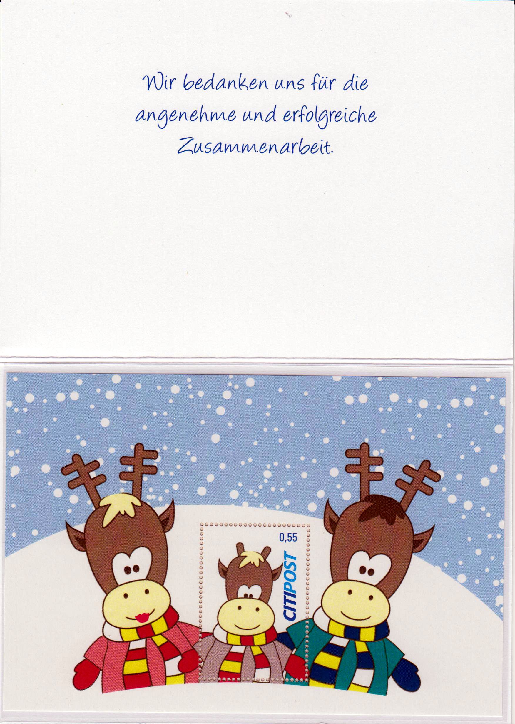 Block in Klappkarte Weihnachten 2015 nassklebend