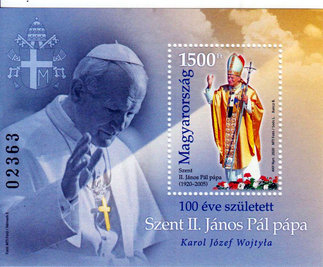 Block: 100. Geburtstag Papst Joh. Paul II, schwarze Nummer