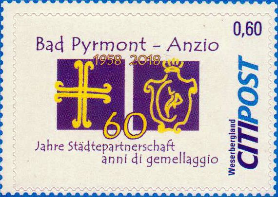 Städtepartnerschaft Bad Pyrmont - Anzio 2018, gestempelt