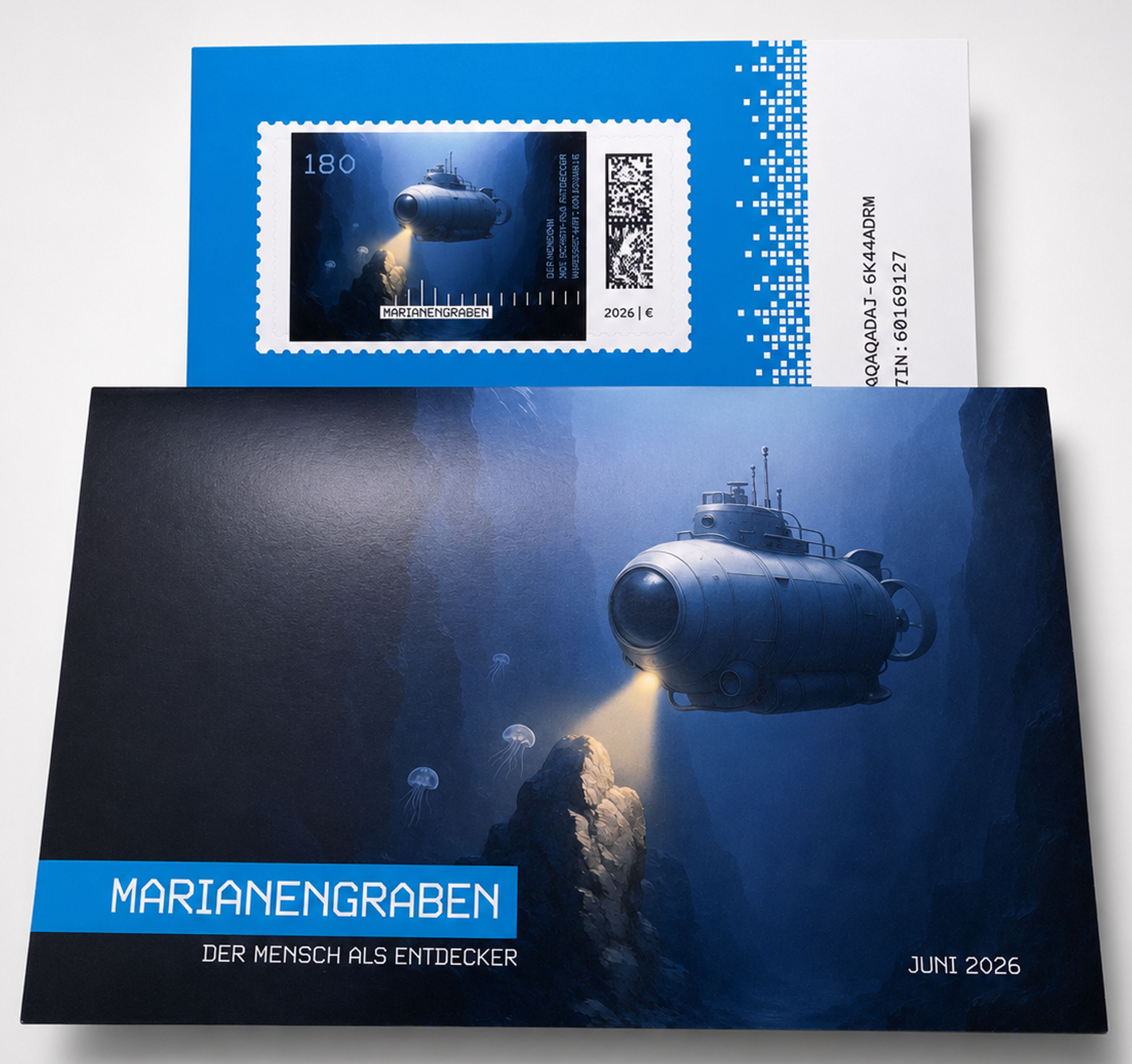 MH: Crypto-Briefmarke Marianengraben 2026, Farbe Blau, sk