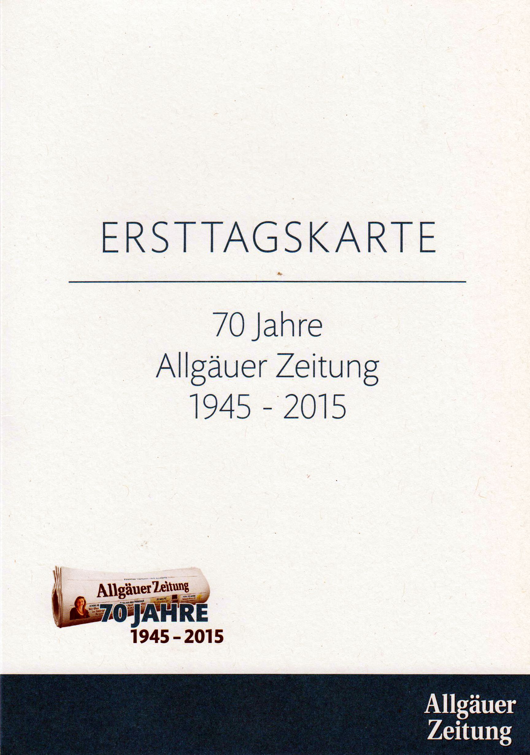 offizielle Klappkarte "70 Jahre Allgäuer Zeitung" 2015