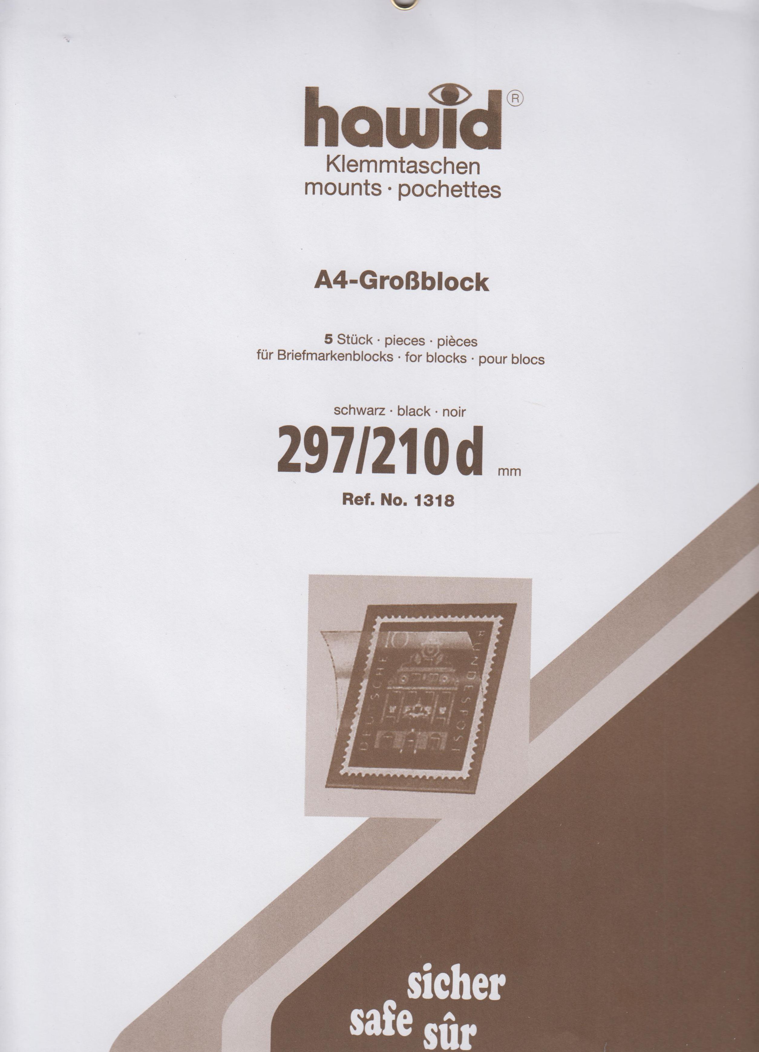 Hawid Klemmstreifen Nr. 1318, 5 Streifen für A4 Großblocks (297x210d mm) schwarz