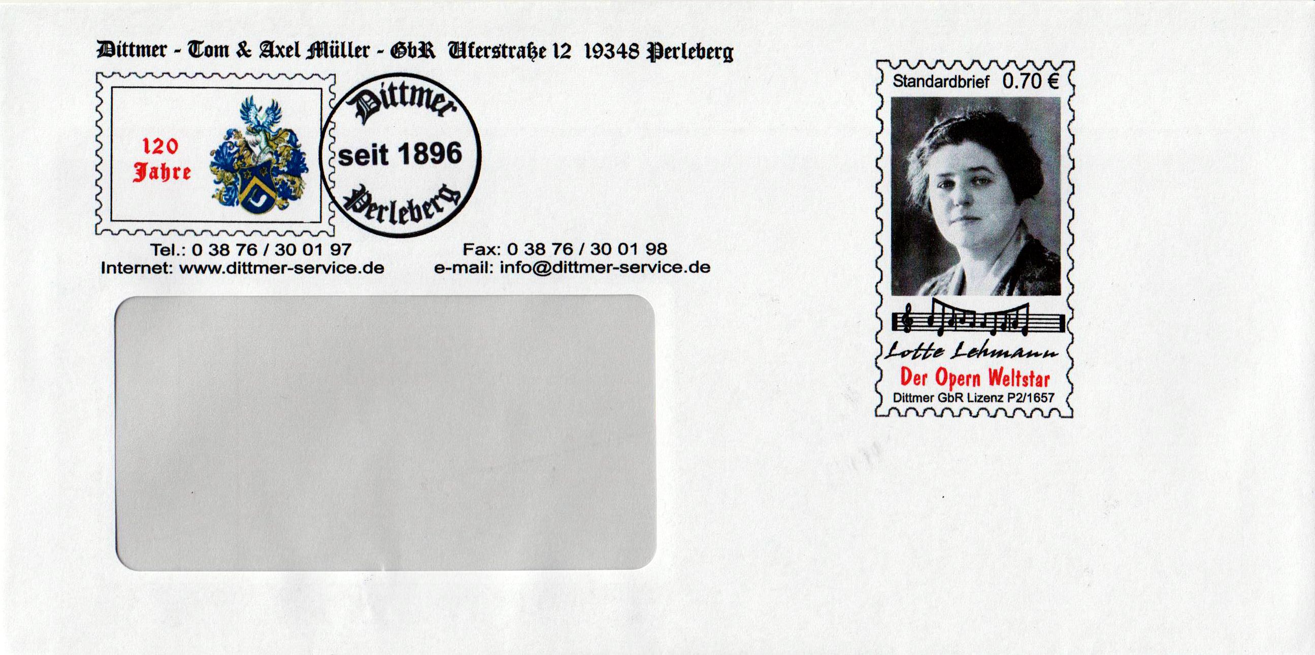 Lotte Lehmann "Opern Weltstar", DIN lang mit Fenster, zu 70 Cent