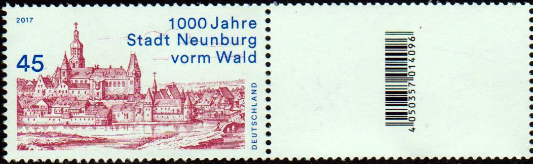 Neunburg vorm Wald, mit rückseitiger Nr. und anhängender Codemarke