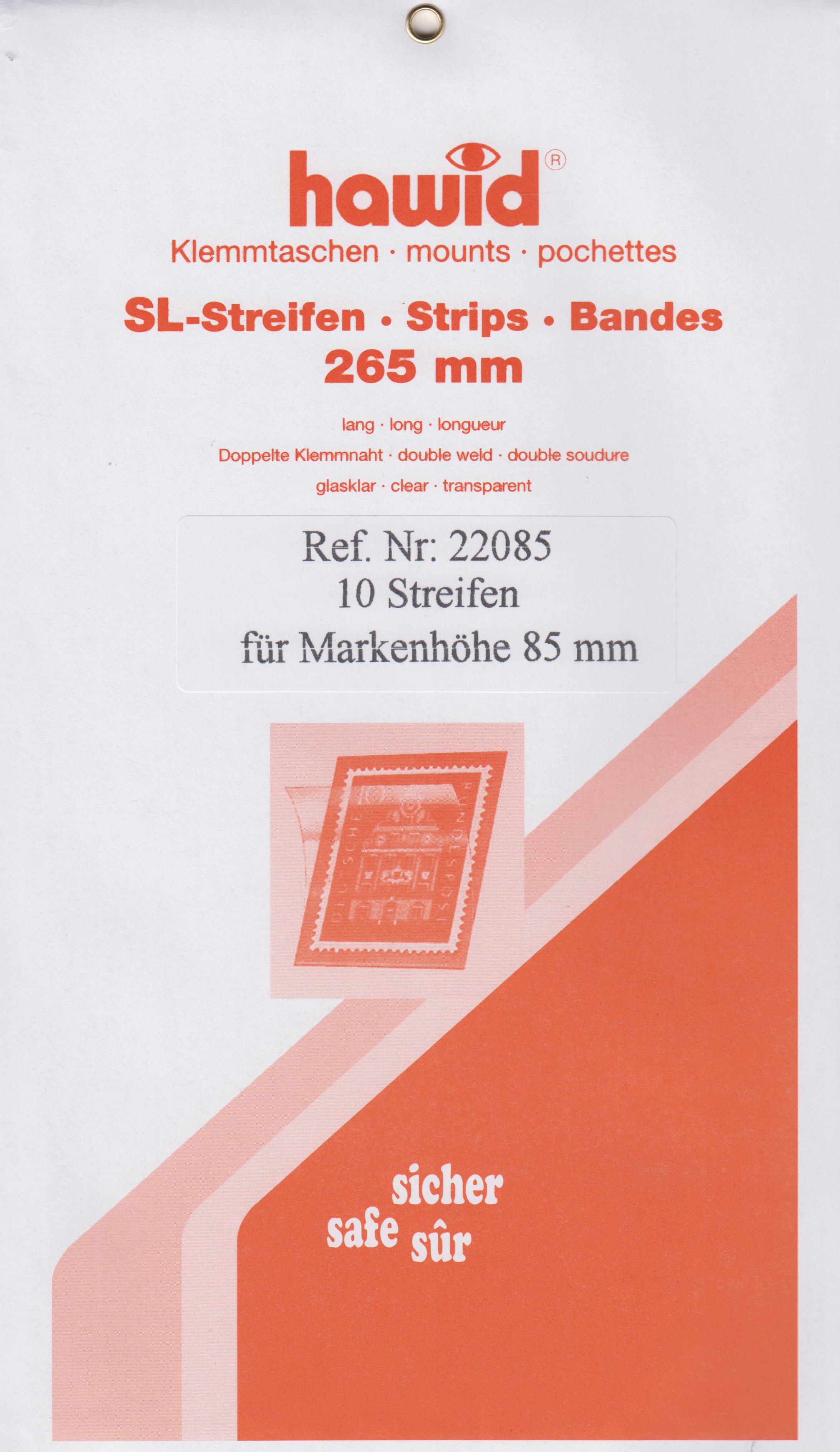Hawid SL-Streifen Nr. 22085, 10 Streifen für Markenhöhe 85mm, glasklar