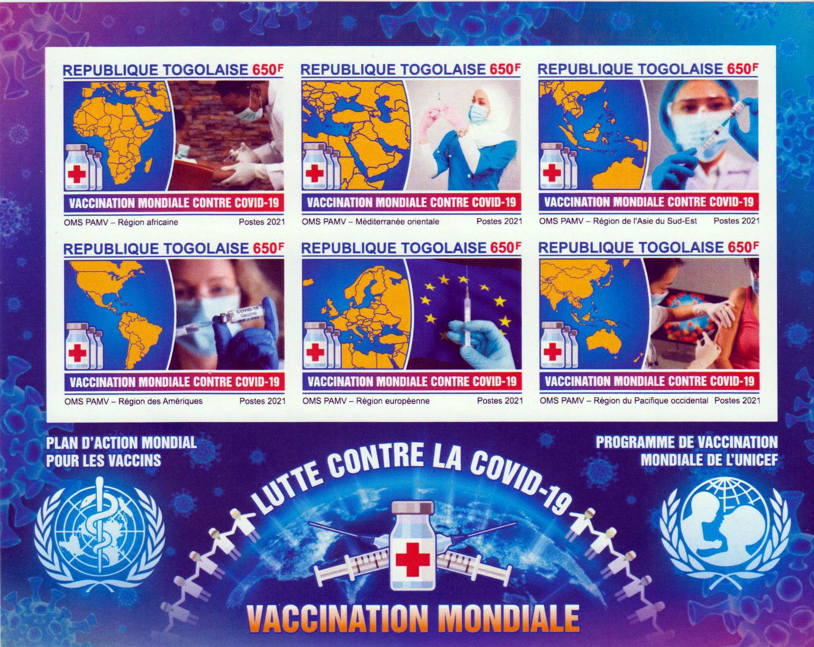 Covid-19 Impfung Mondiale, geschnitten 2021