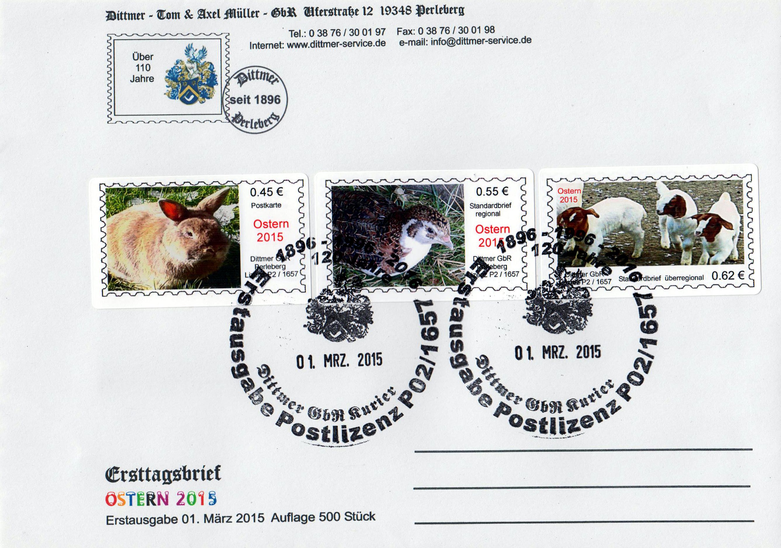 offizieller FDC "Ostern 2015"
