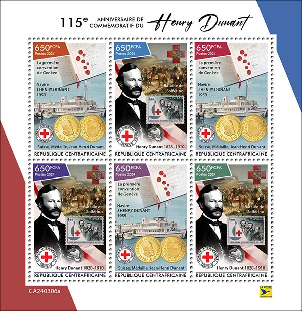 115 Jahre Henry Dunant 2024, Rotes Kreuz, Schiff, Marke auf Marke