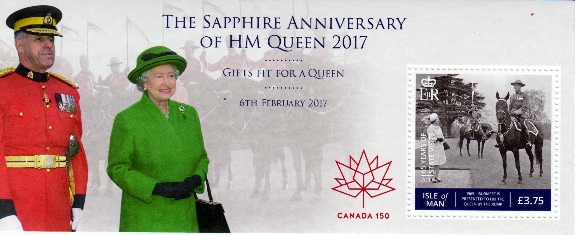 Block: Saphir Jubiläum der Königin 2017, Überdruck Canada, Pferde