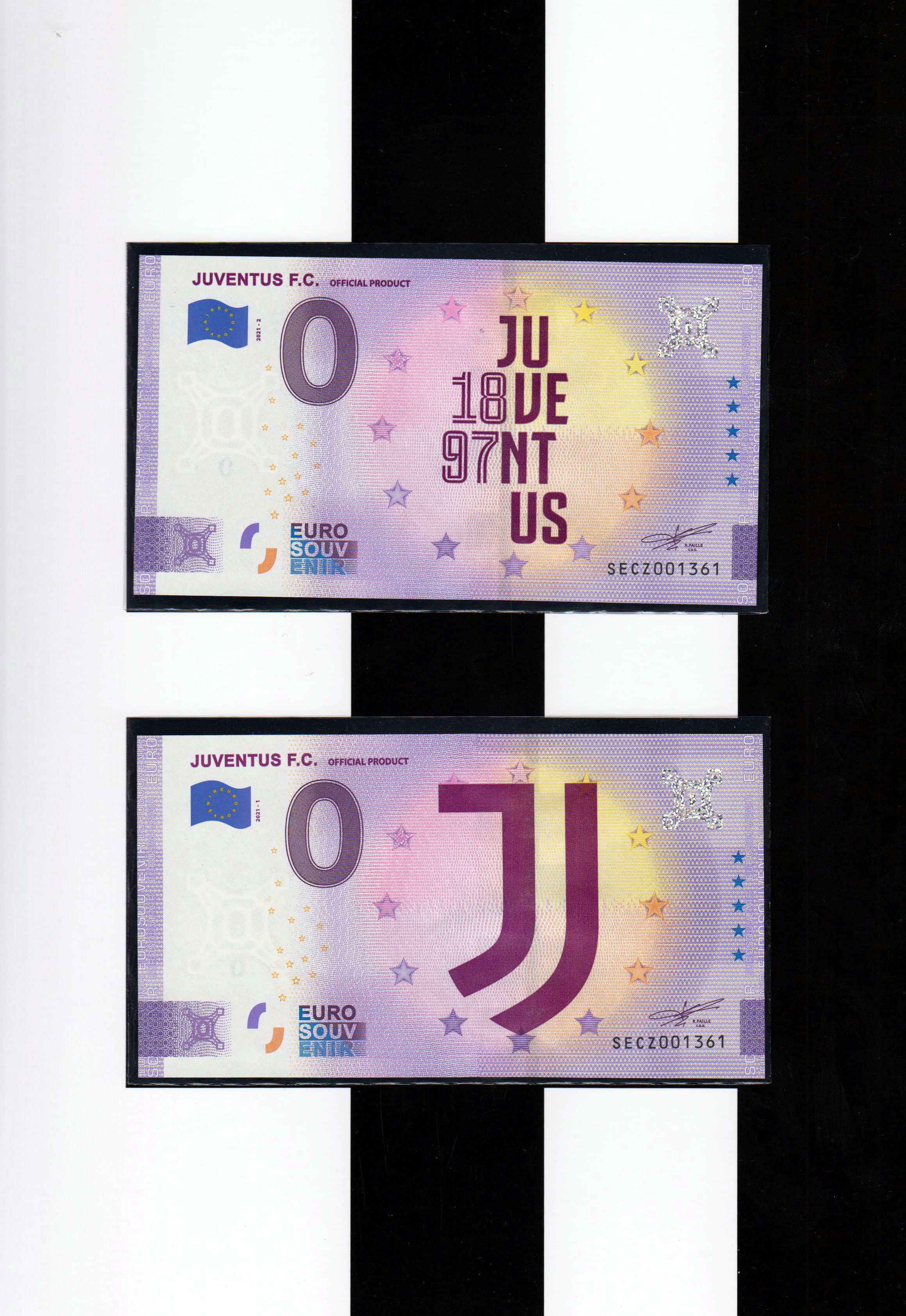 Juventus Turin 2021, Folder mit beiden Scheinen 2021-1 + 2021-2, Classic
