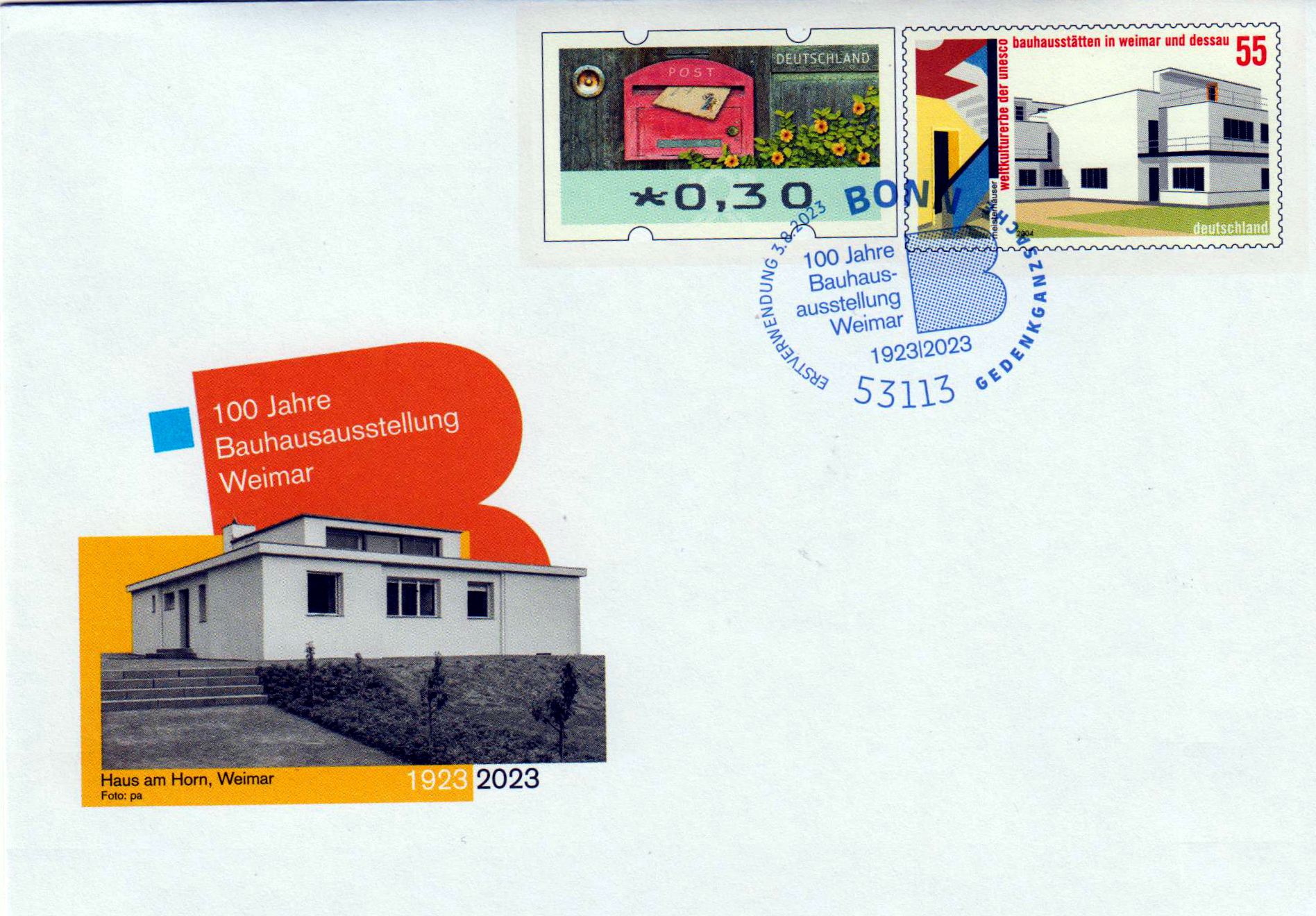 Bauhausausstellung Weimar 2023, mit Erstverwendungsstempel