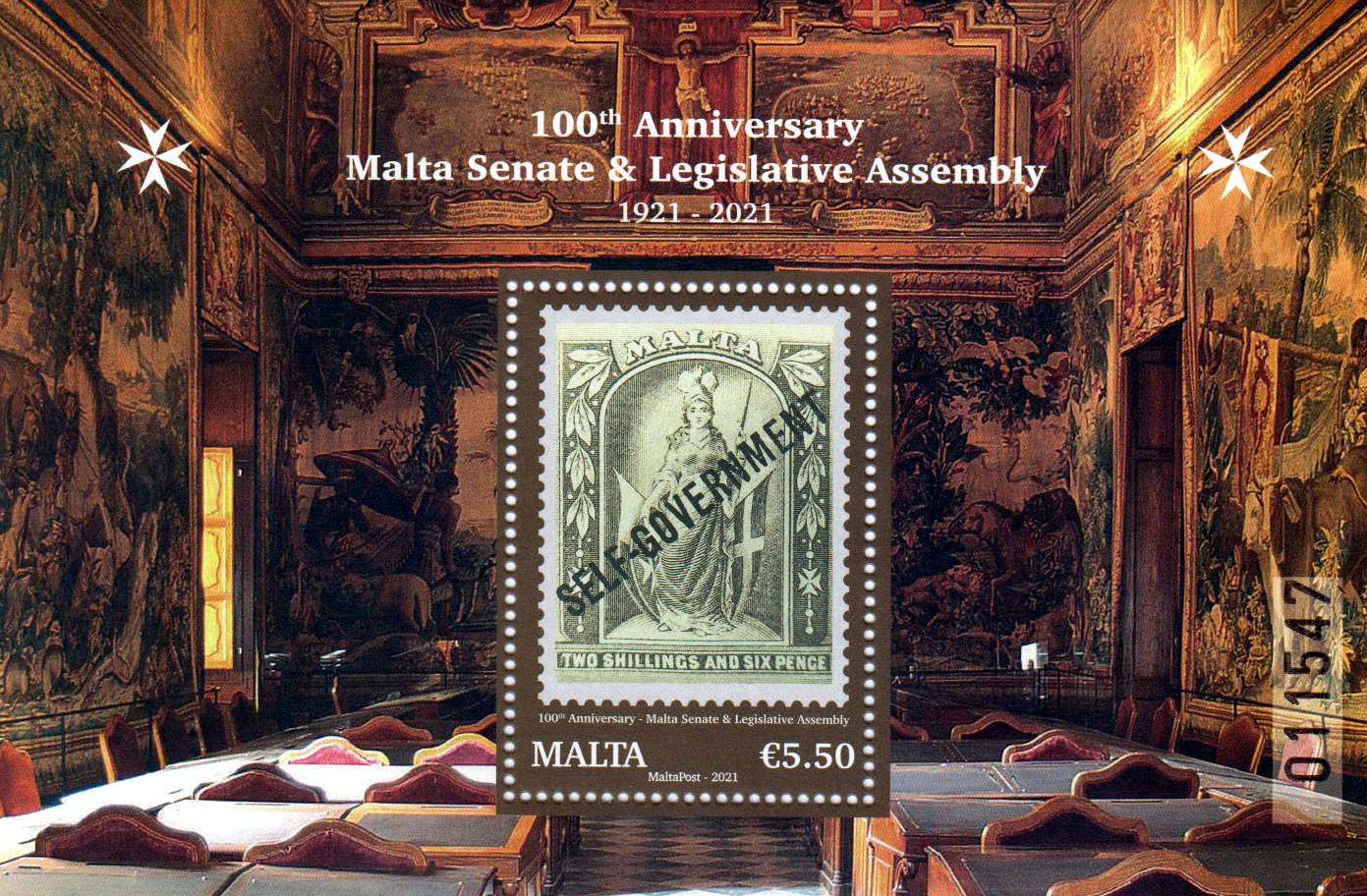 Block: 100 Jahre Senat & Gesetzgebende Verwaltung, Marke auf Marke