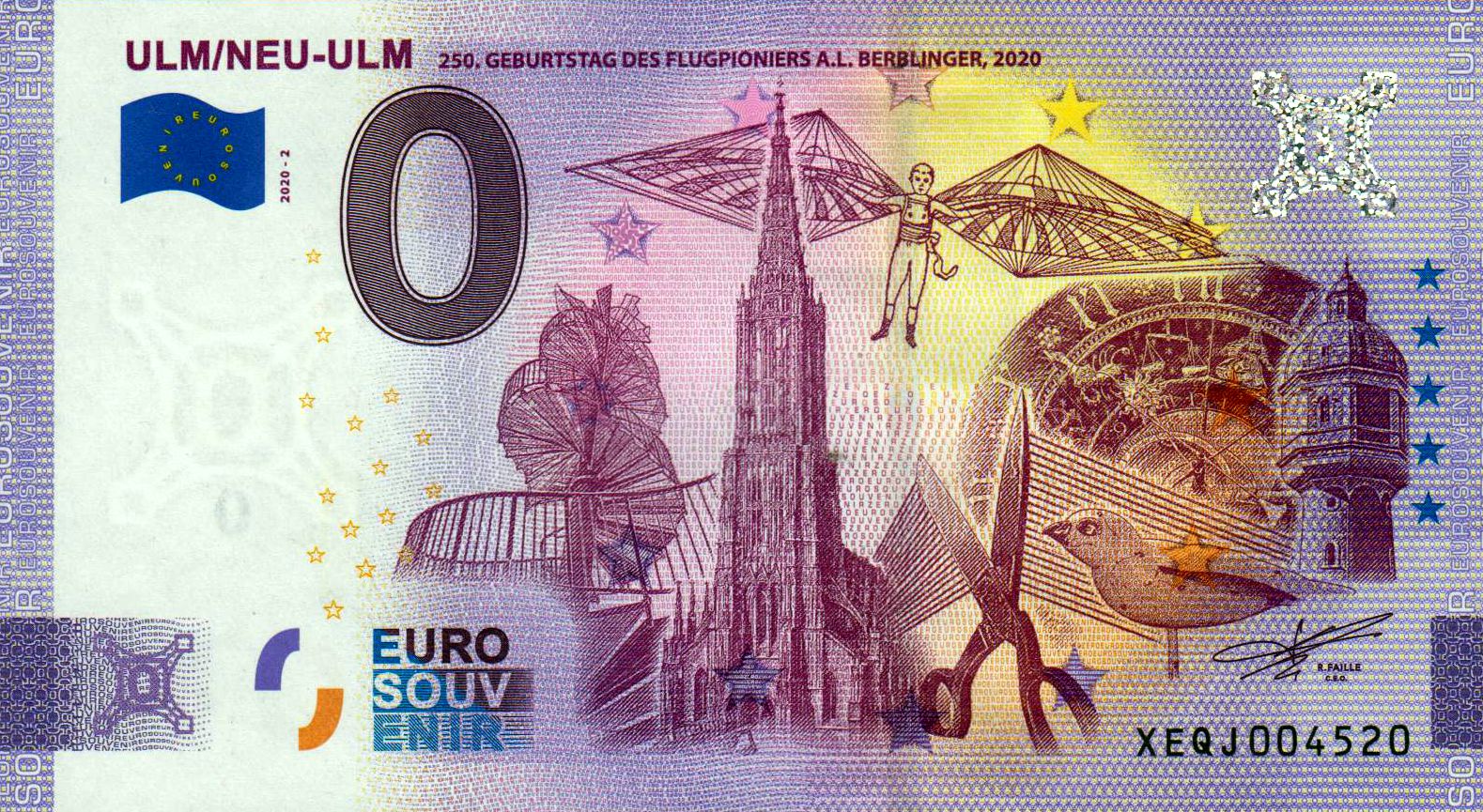 Ulm / Neu-Ulm 250. Geburtstag des Flugpioniers A.L. Berblinger, 2020, Anniversary 2020-2