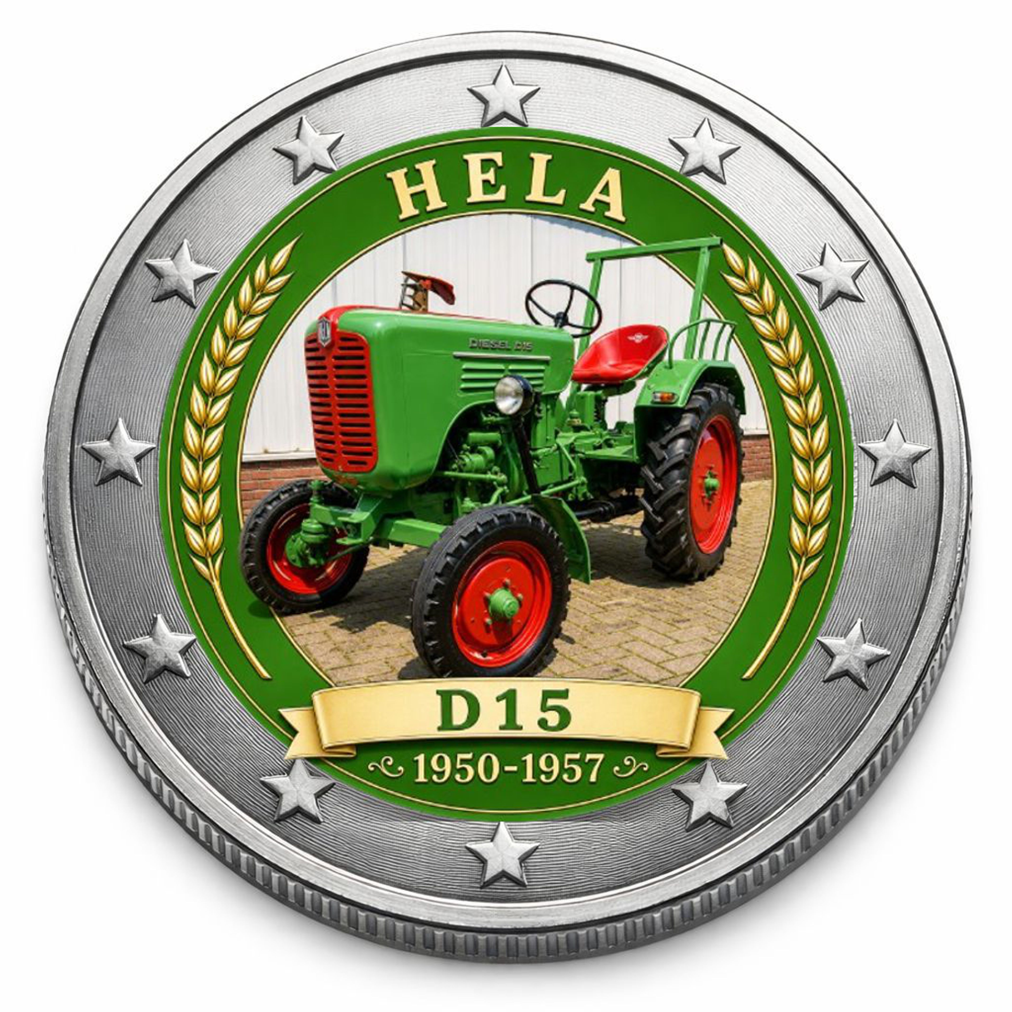 2 Euro Münze coloriert "Traktoren - Hela D15"