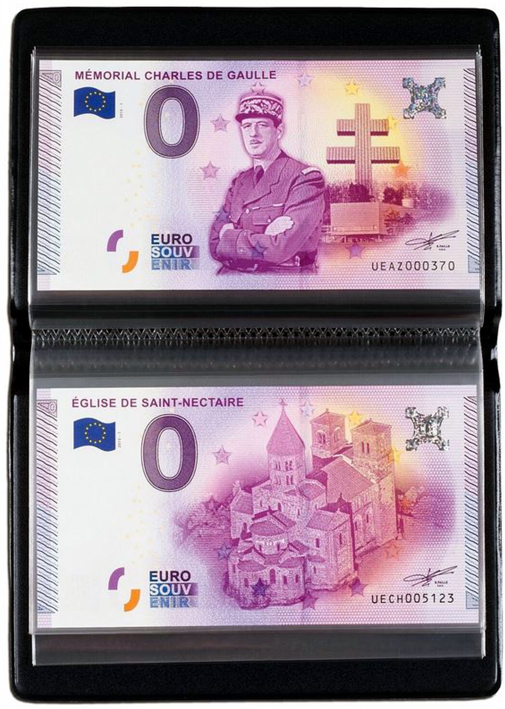 Taschenalbum ROUTE für 40 "Euro Souvenir" Banknoten, Null-Euro-Scheine