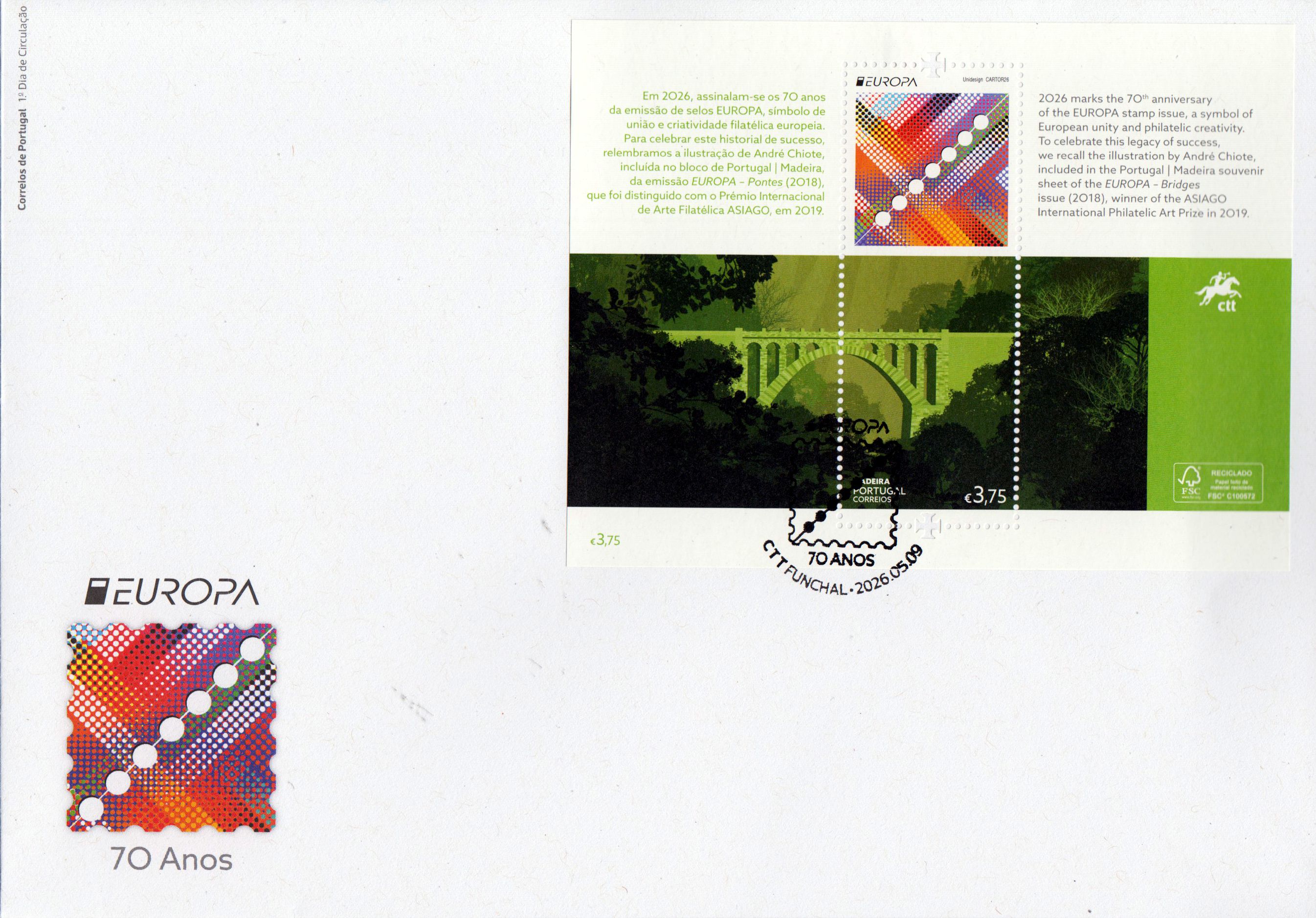 Block: Europa 2026, 70 Jahre Europa Briefmarken