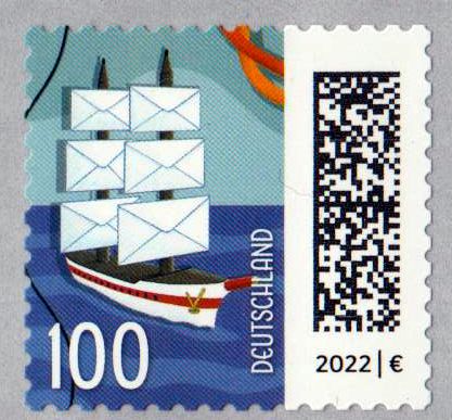 Dauer: Briefsegler 2022, sk aus 500er Rolle mit rückseitiger Nummer
