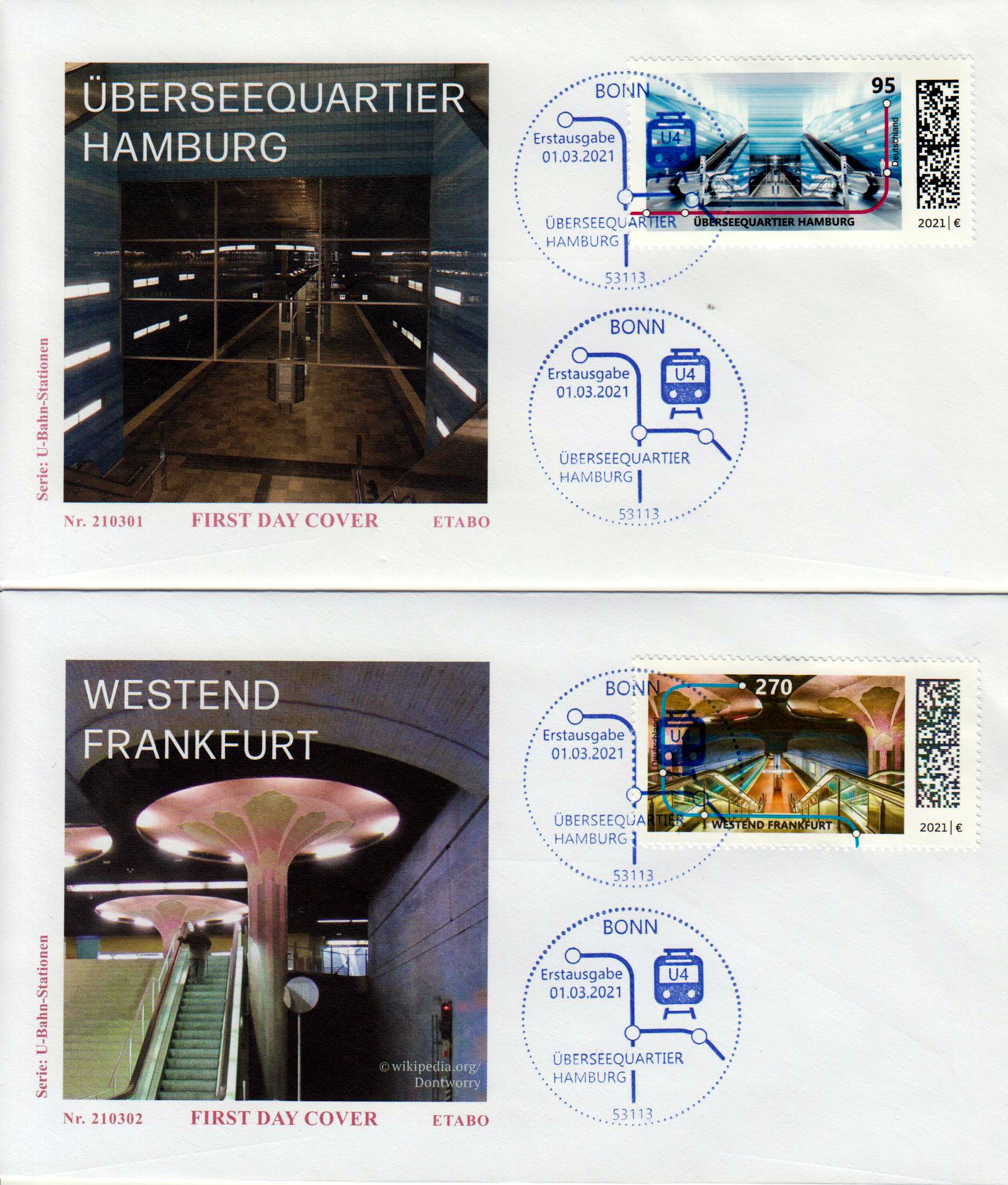 U-Bahnstationen 2021, Frankfurt und Hamburg