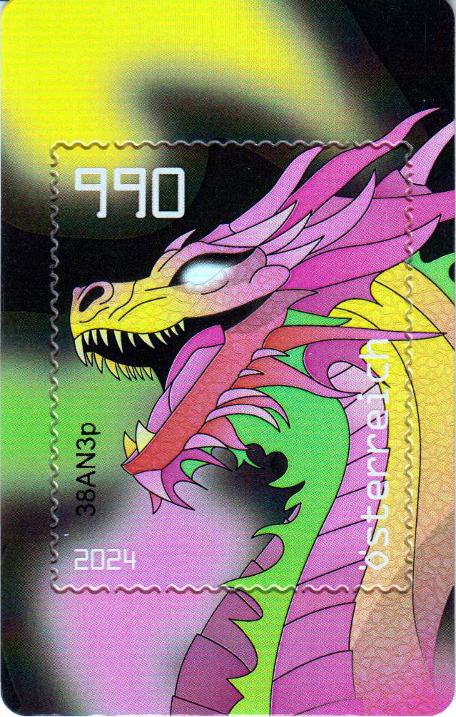 Block: Crypto Drache 2024, Farbe grün, Hologramm