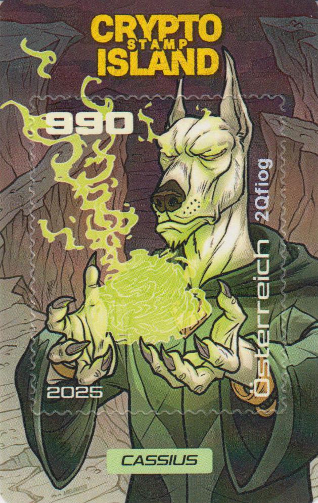 Block: Crypto Stamp Island, Cassius 2025, Farbe GELB