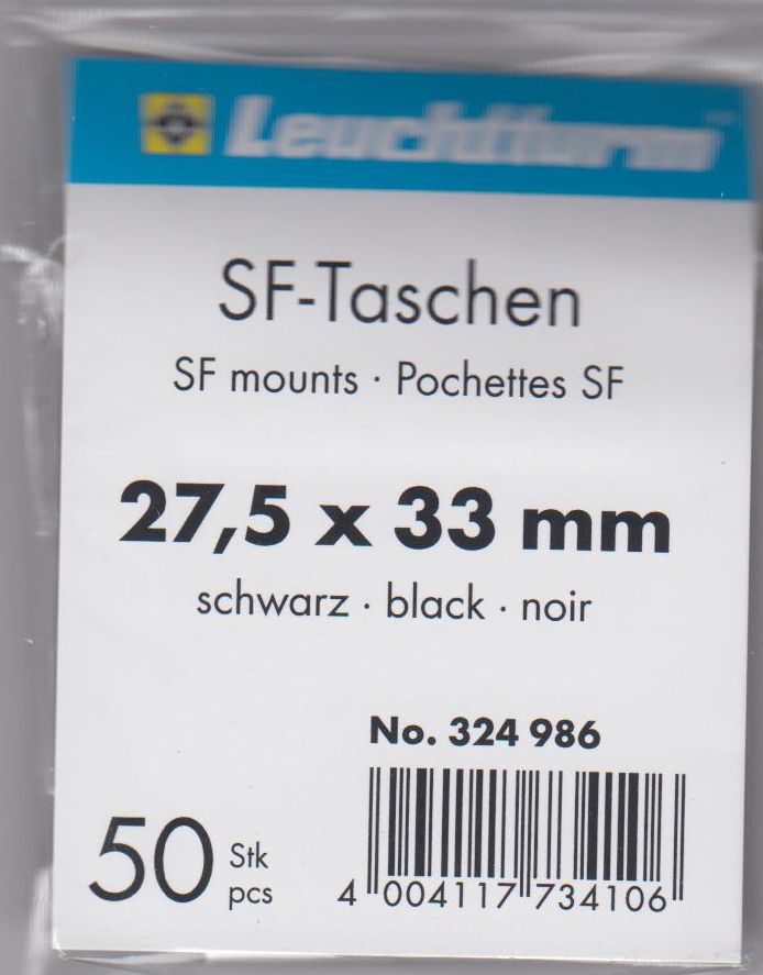 Leuchtturm SF-Taschen, 50 Stück, 27,5 x 33 mm, schwarz