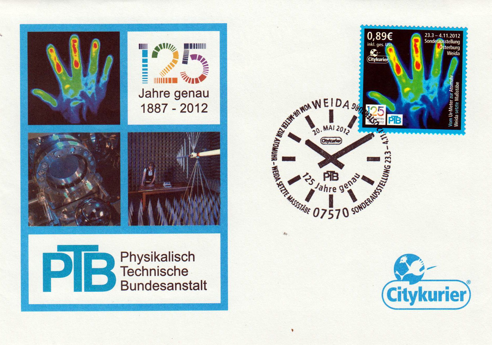 offizieller Ersttagsbrief "125 Jahre Physikalisch Tech. Bundesanstalt" 2012